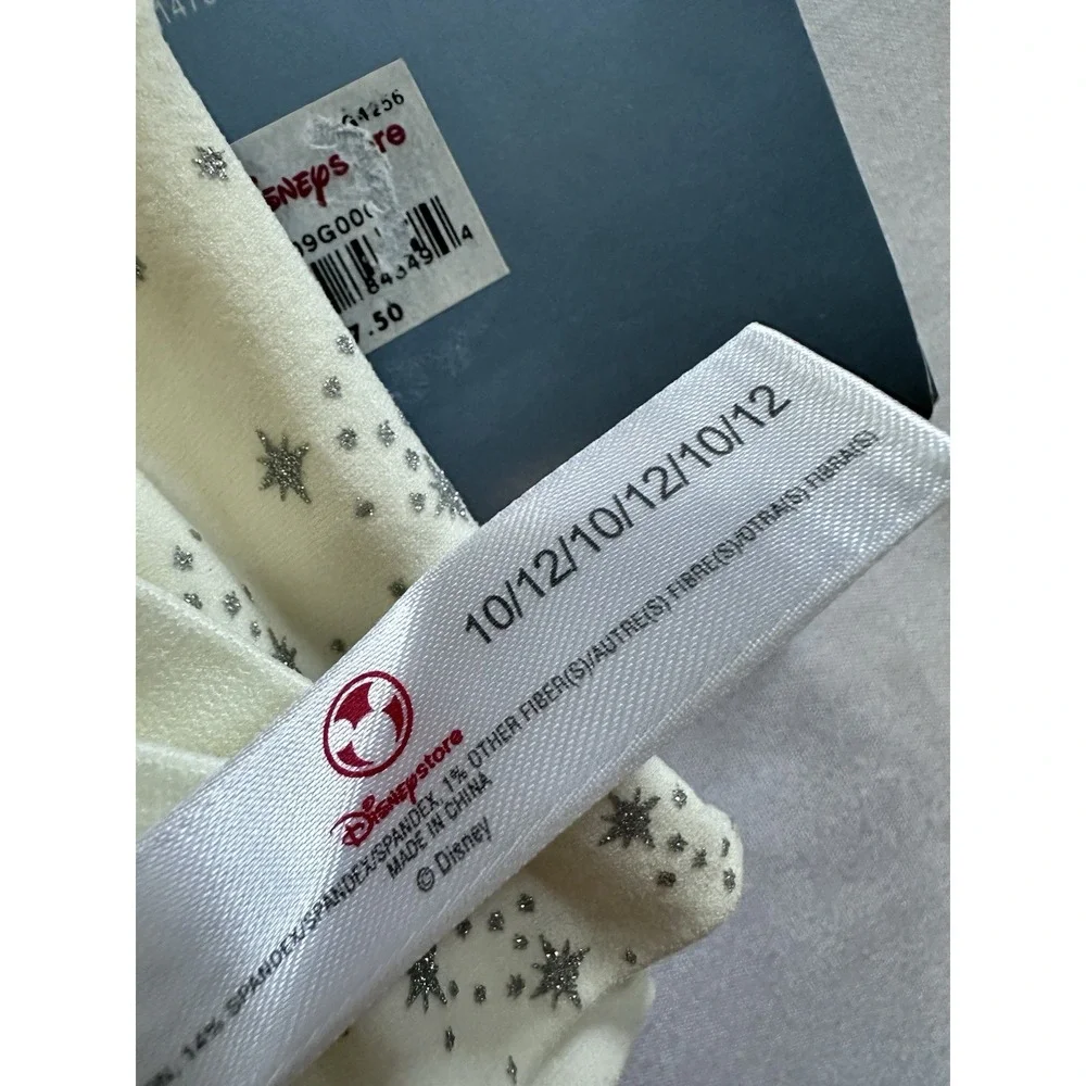 Disney Store Girls' Silver Glitter Stars Printed Nylon Tights 10-12‎ Cinderella